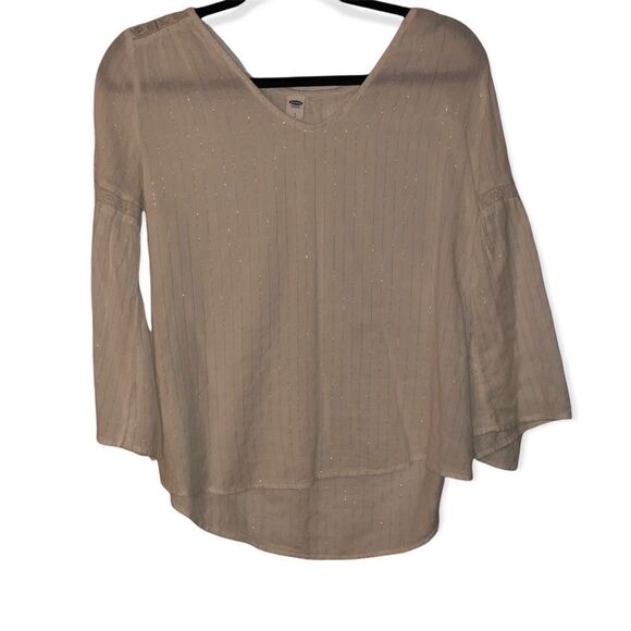 Old Navy Women's Cream & Gold Striped Top - Picture 1 of 7